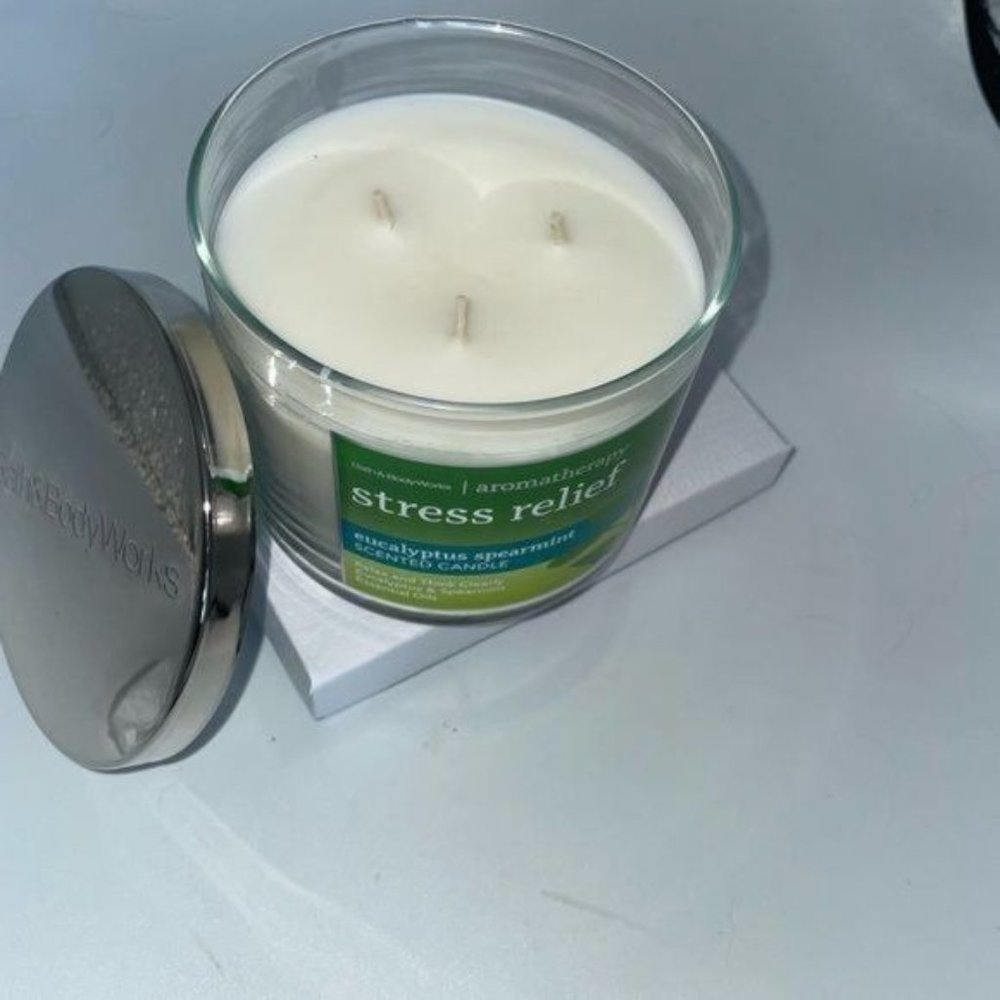 Bath & Body Works STRESS RELIEF Aromatherapy Candle 3 Wick NEW